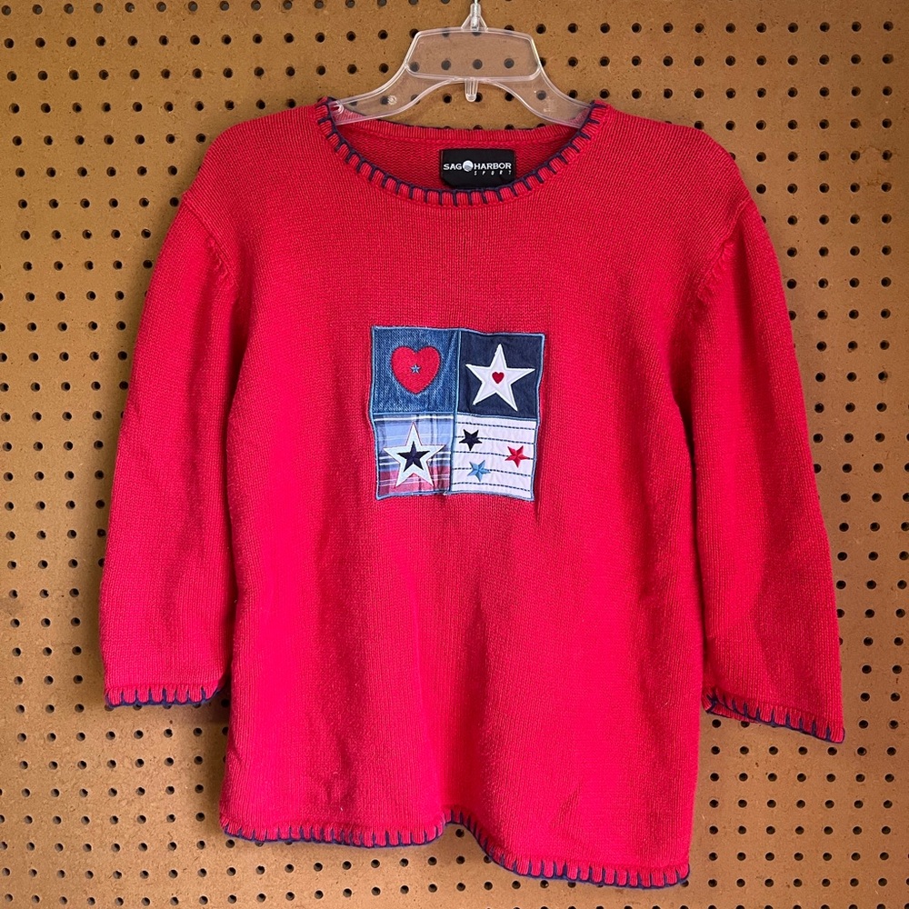 Vintage Wmns Sag Harbor Sport Hand Knitted USA Sweater Sz Small